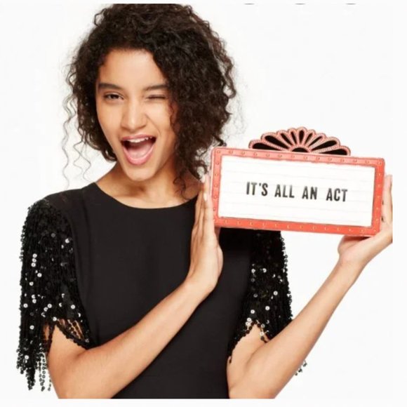 Kate Spade It's All An Act Dress The Part Marquee Clutch Bag Purse *PLZ READ* - Picture 1 of 16